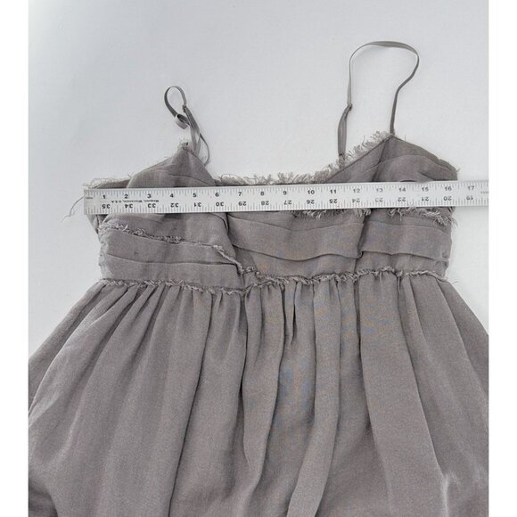 Max Studio Linen Nylon Blend Babydoll Dress Sz L‎ Frayed Edge Boho Y2K Vibes - Picture 10 of 11